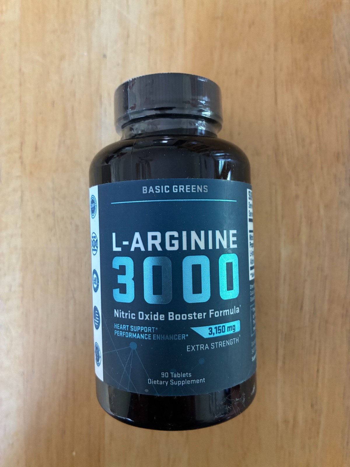BASIC GREENS L-Arginine 3000mg Nitric Oxide Supplement Beet Root Vegan 90 Caps