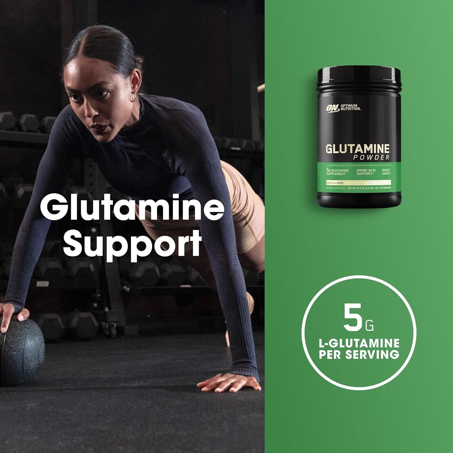 L-Glutamine Powder – Pure 1000g for Muscle Recovery, 194 Servings, GMP Certified