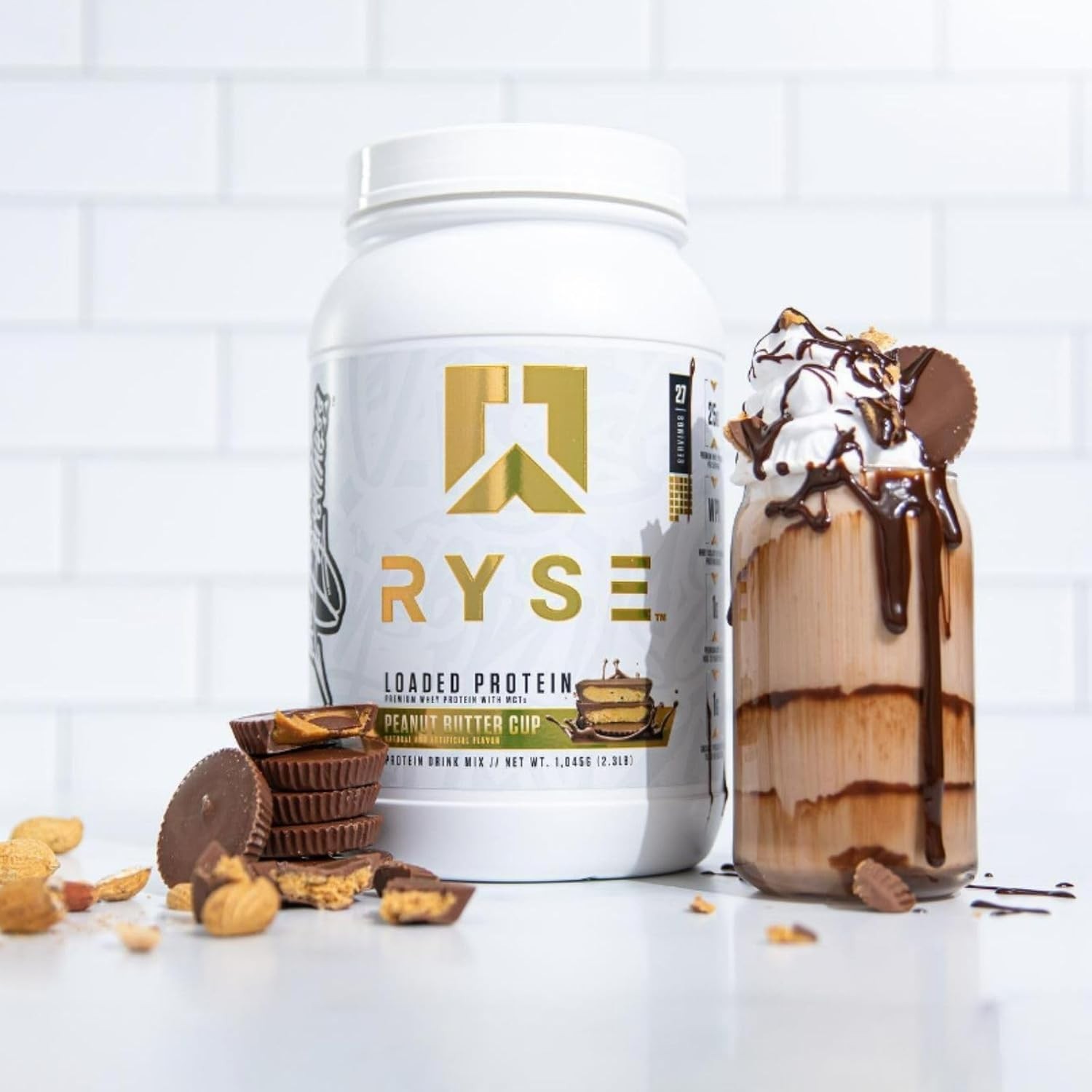 RYSE Loaded Protein Powder – Peanut Butter Cup – 54 Servings 4.6 Lb Pack of 3