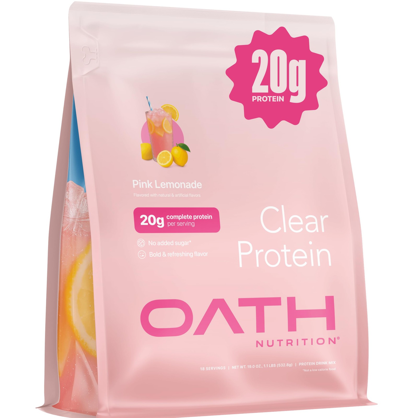 Oath Nutrition Clear Whey Isolate Protein Powder, Pink Lemonade, 20g Complete…