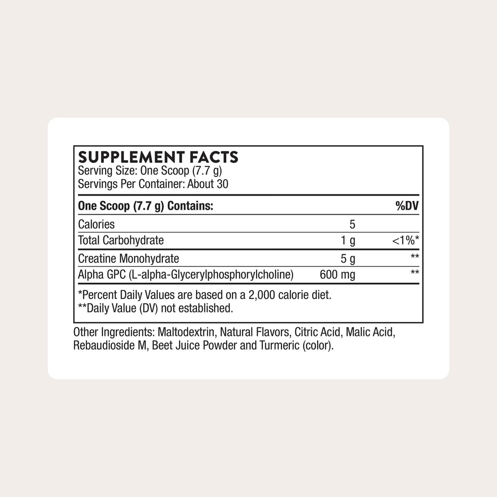 Micronized Creatine Monohydrate + Alpha GPC, 30 Servings, Energy & Focus Boost,