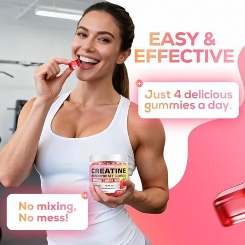 Creatine Gummies, Creatine Monohydrate Gummies for Men & Women with Collagen, BC