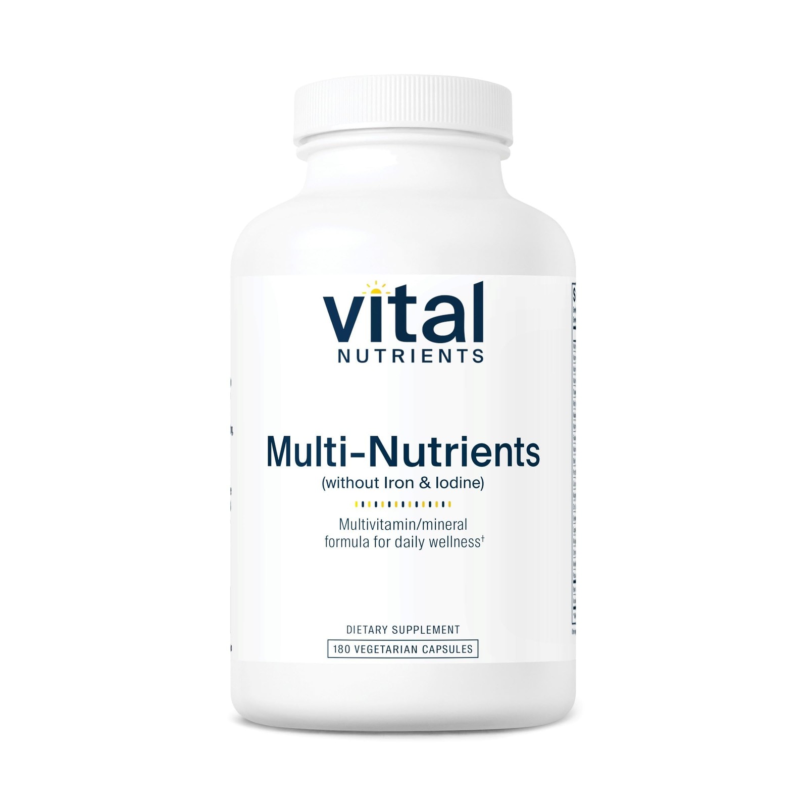 Vital Nutrients Multi-Nutrients No Iron/Iodine Vegetarian Multivitamin 180 Caps