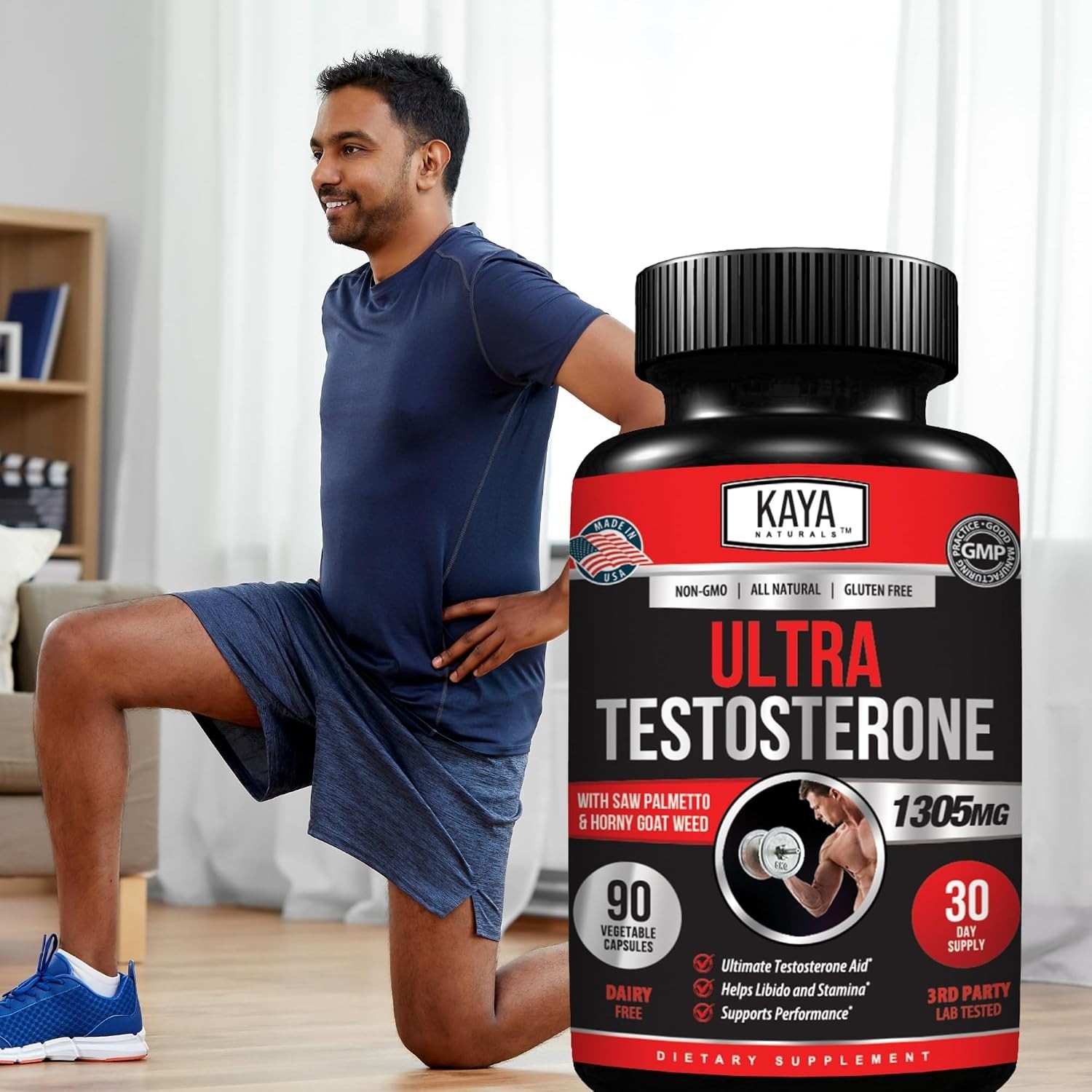 Men’s Testosterone Booster with Tribulus Terrestris – 90 Capsules for Vitality