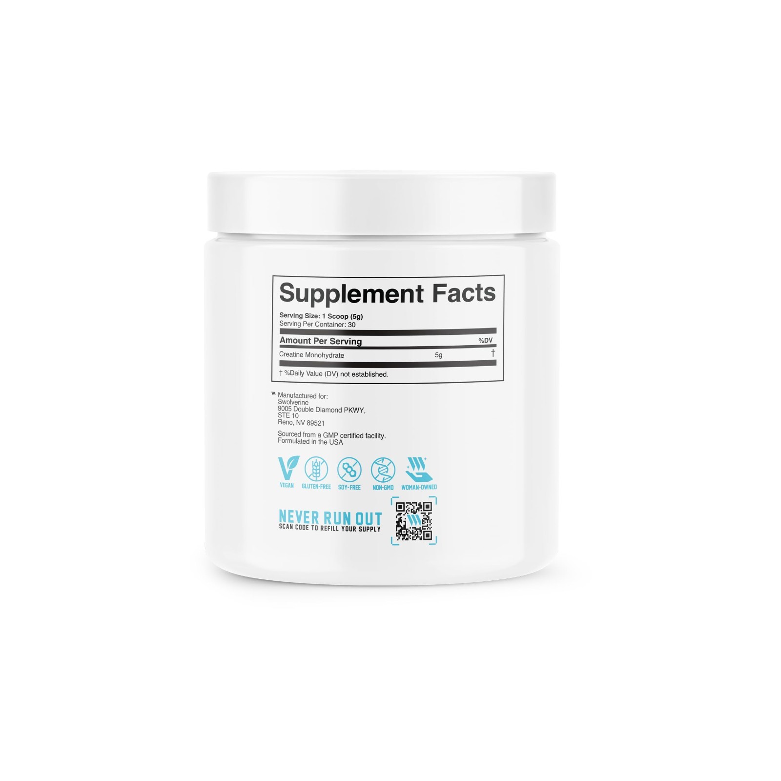 Micronized Creatine Monohydrate Powder – 5g, 30 Servings, Muscle Strength & Reco