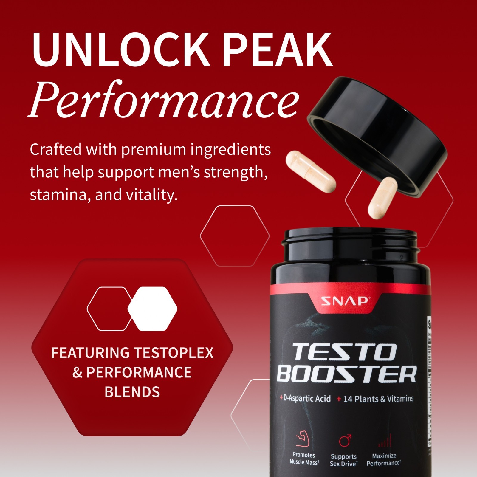 Testosterone Booster for Men, Male Enhancement Pills, Energy, Libido 90 Capsules