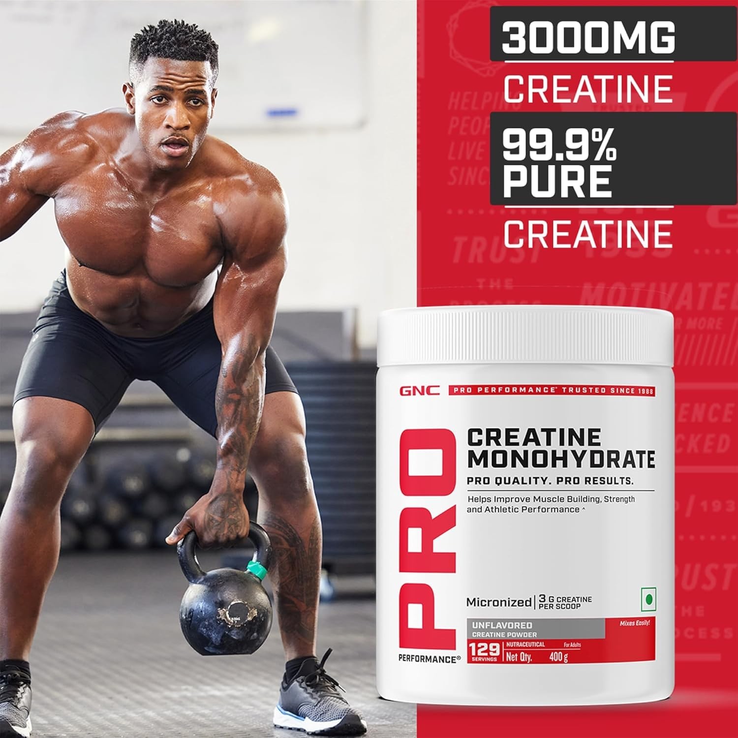 GNC Pro Performance Micronized Creatine Monohydrate + Free Shilajit| 400g & 10gm