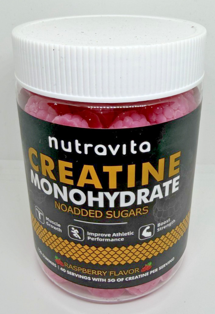 Nutravita Creatine Monohydrate Gummies, Raspberry Flavor, Quantity 120