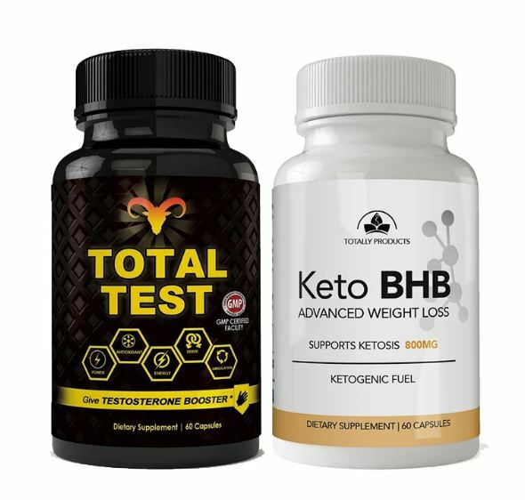 Keto BHB Weight Loss Capsules & Total Test Testosterone Booster Supplement Combo