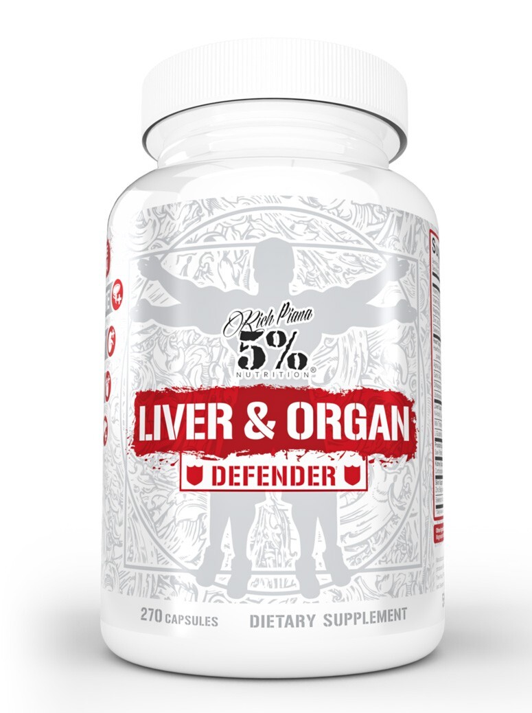 5% Nutrition Rich Piana LIVER AND ORGAN DEFENDER 270 Caps PCT Support