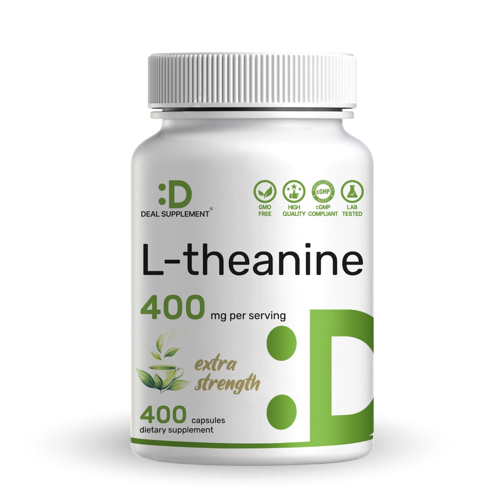 Extra Strength LTheanine Supplement 400mg, 400 Capsules 200mg Per Cap