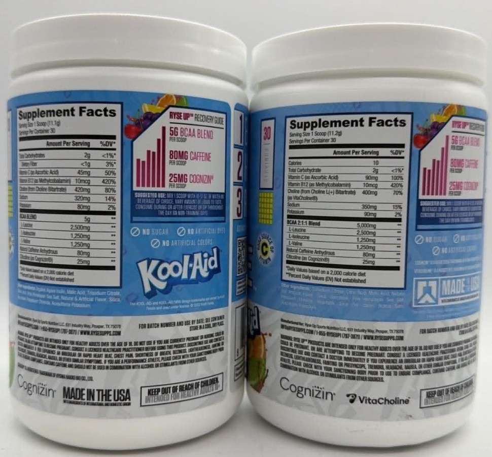 2PK Ryse Element BCAA Focus ~ Kool-Aid Tropical Punch ~ 11.7 OZ EACH ~ EXP 2027