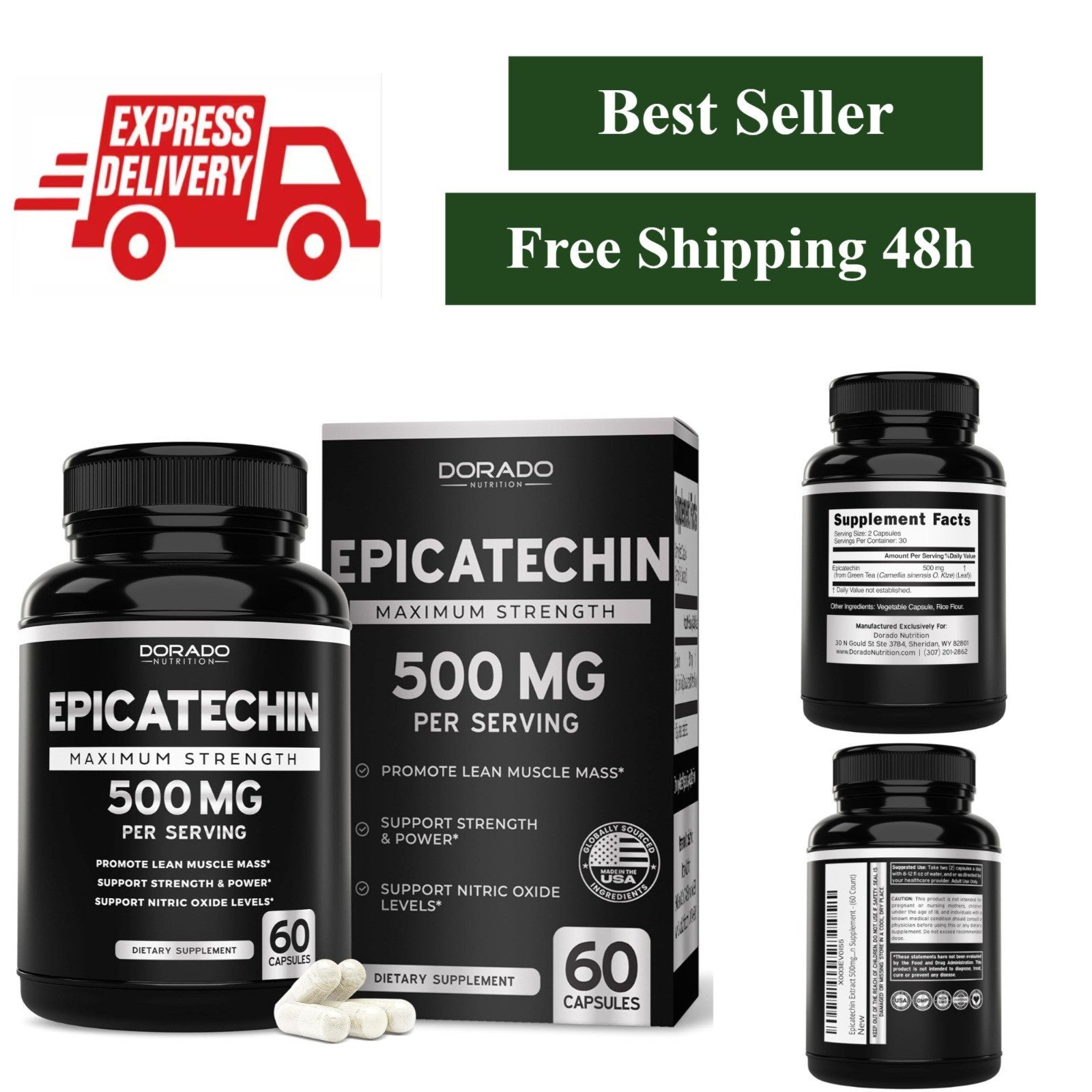 DORADO NUTRITION Epicatechin Extract 500mg 60 Capsules Muscle Support