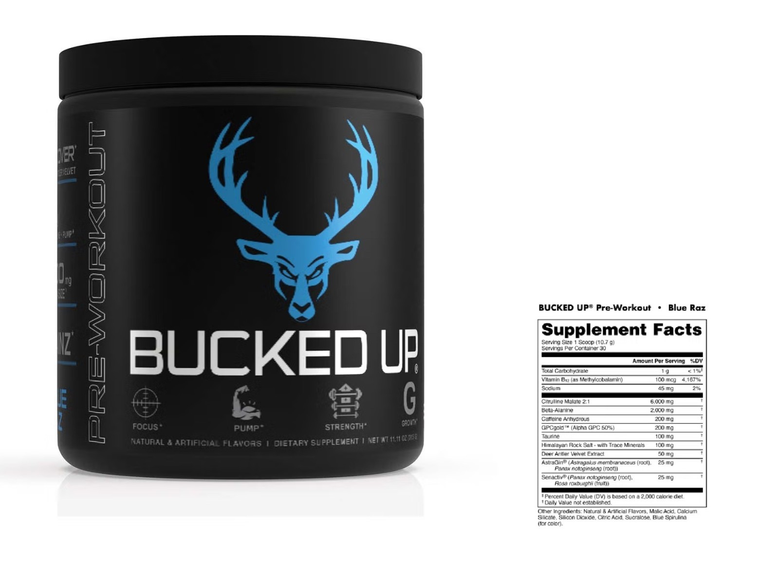 Bucked Up Pre-Workout – Blue Raz (25 Servings) 2027 – ships free