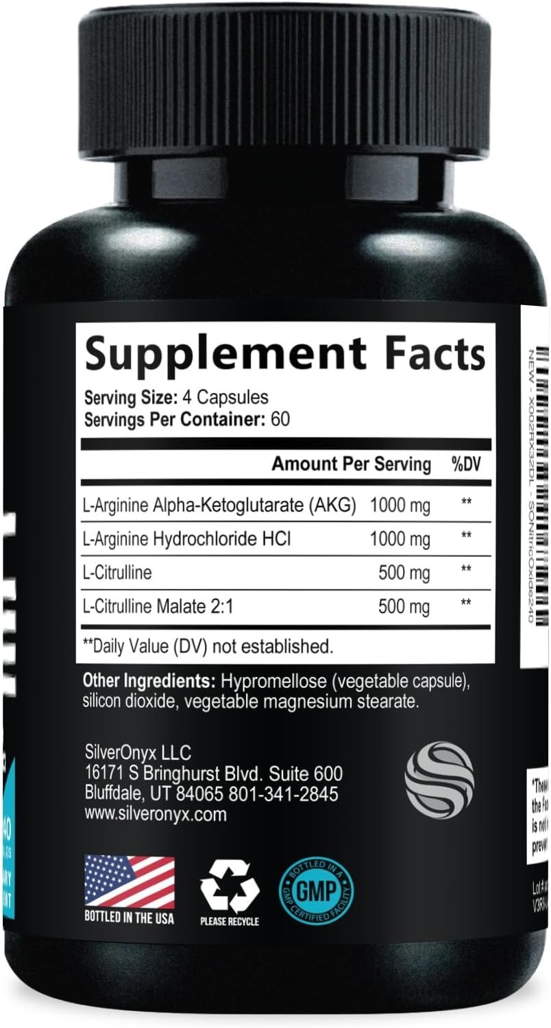 L-Arginine & Citrulline Malate Booster – 240 Capsules for Energy Support
