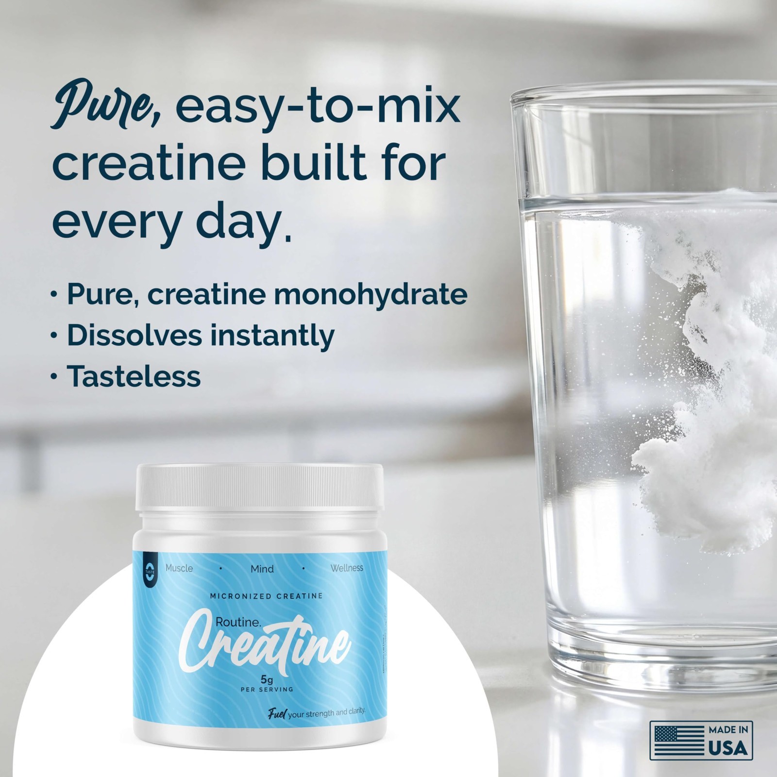 Micronized Creatine Monohydrate Powder – Unflavored, 90 Servings, Muscle & Energ