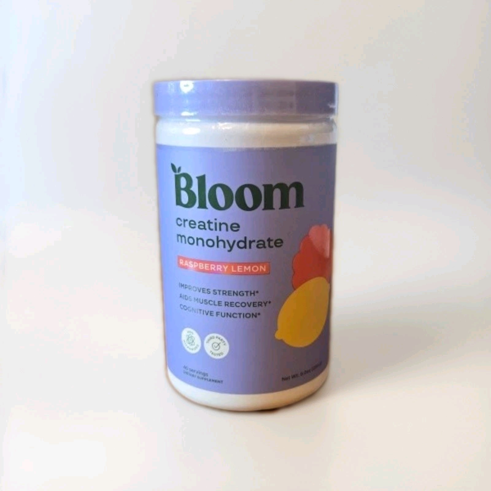 Bloom Nutrition Creatine Monohydrate Powder – Raspberry Lemon 9 oz Exp.04/27