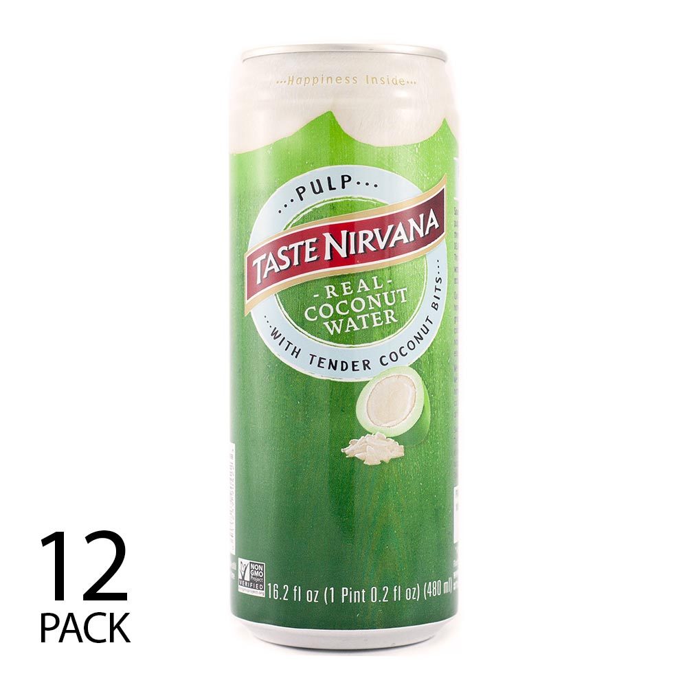 Taste Nirvana All Natural Real Coconut Water WITH PULP |12 x 16 oz BPA free cans