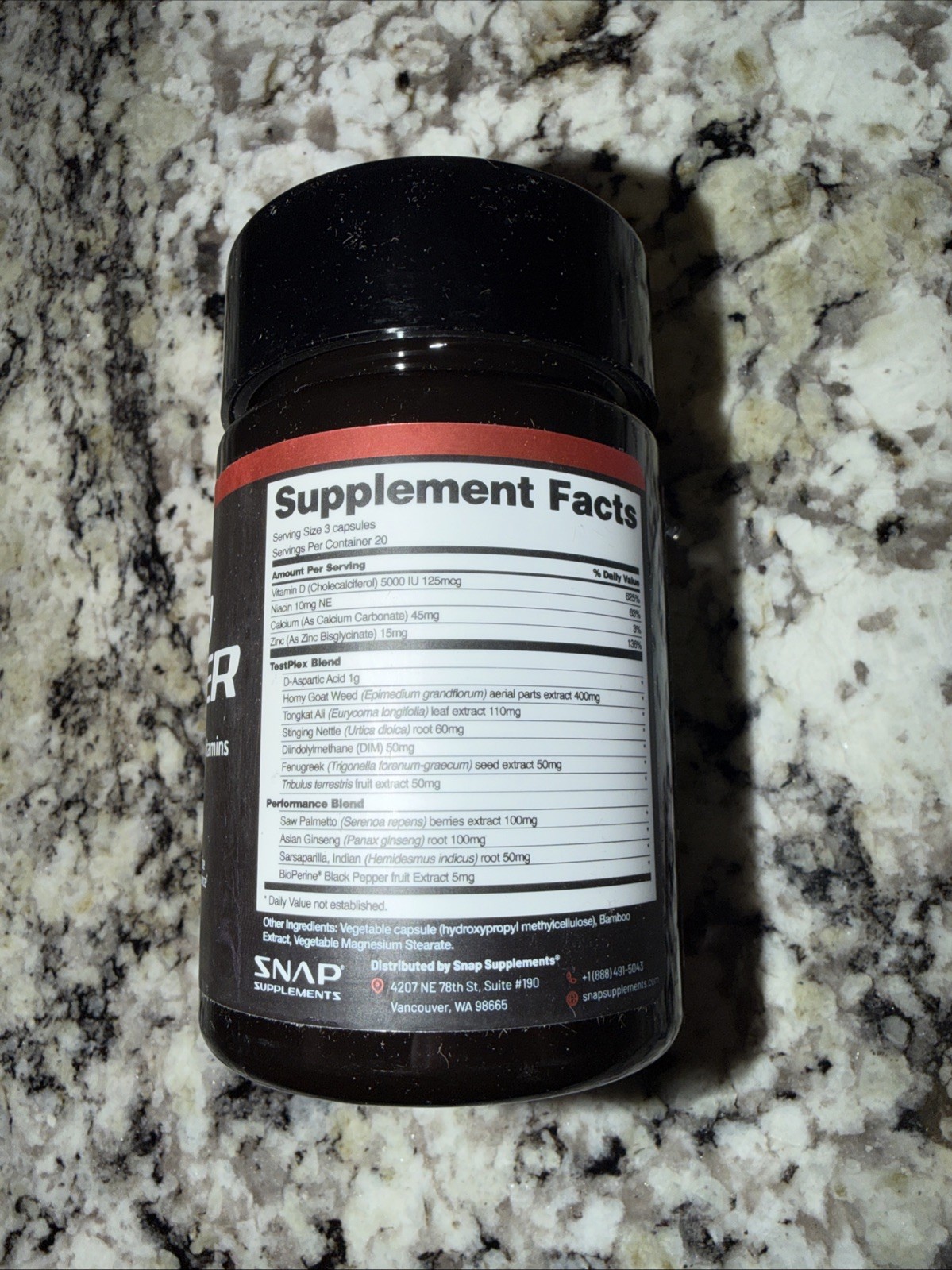 Snap Supplements Nitric Oxide Booster Pre Workout, Muscle Builder 60 Capsules