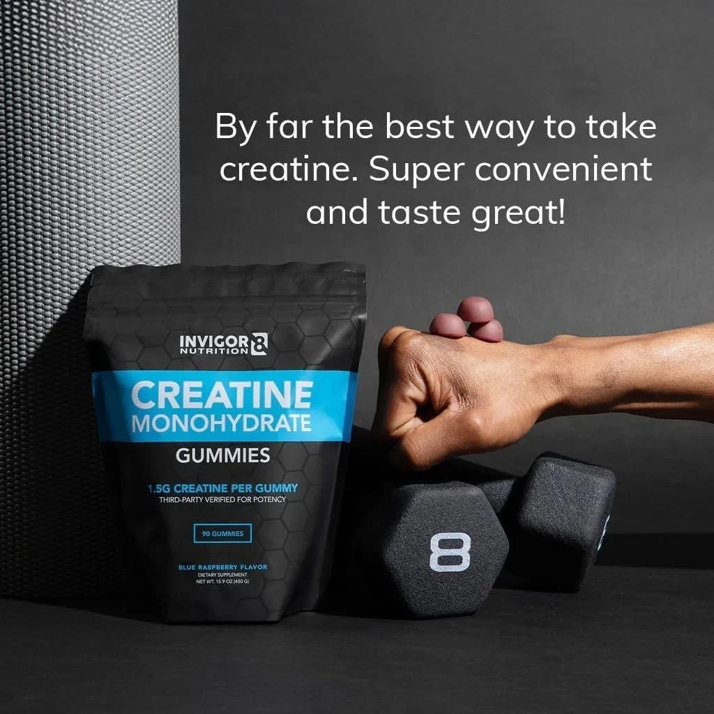 Invigor8 Creatine Gummies – Manufactured In USA 3rd Party Tested Real Creatine