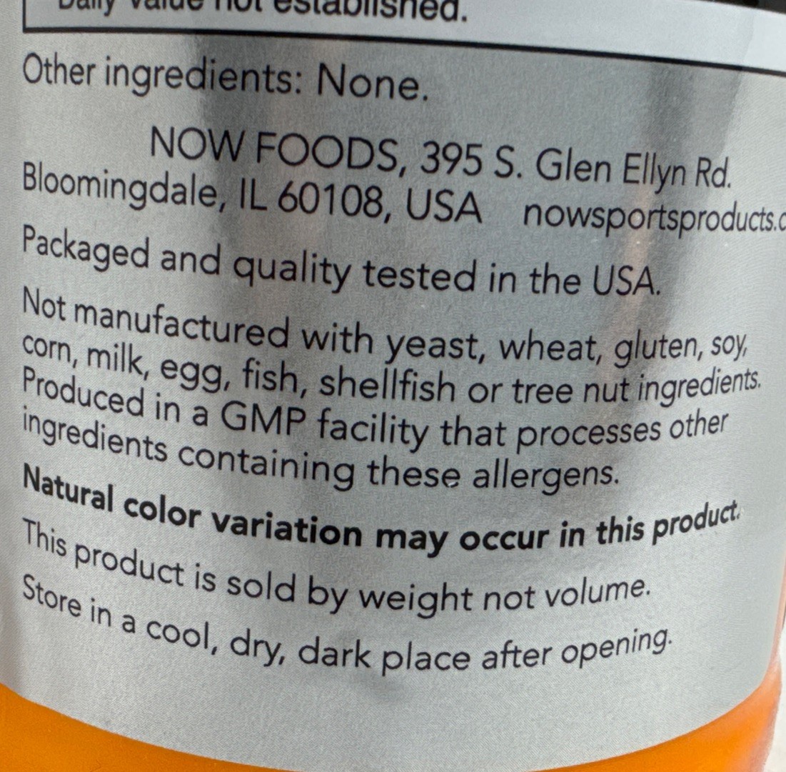 2X NOW Foods Sports L-Glutamine Powder 454g Creatine Monohydrate 600g Exp 9/29