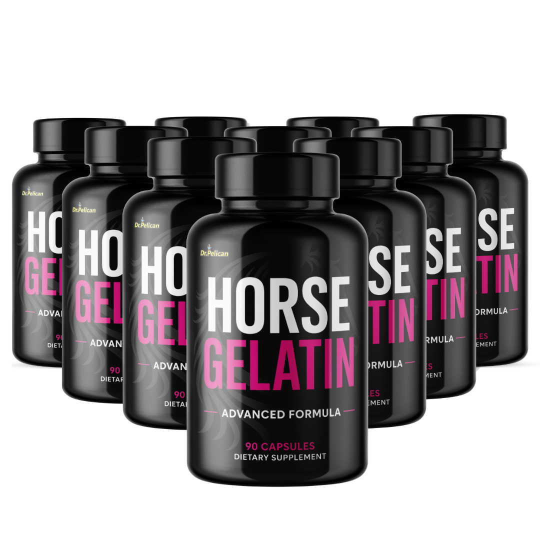 Horse Gelatin- Bodybuilding & Men’s Health Support- 10 Bottles- 900 Capsules