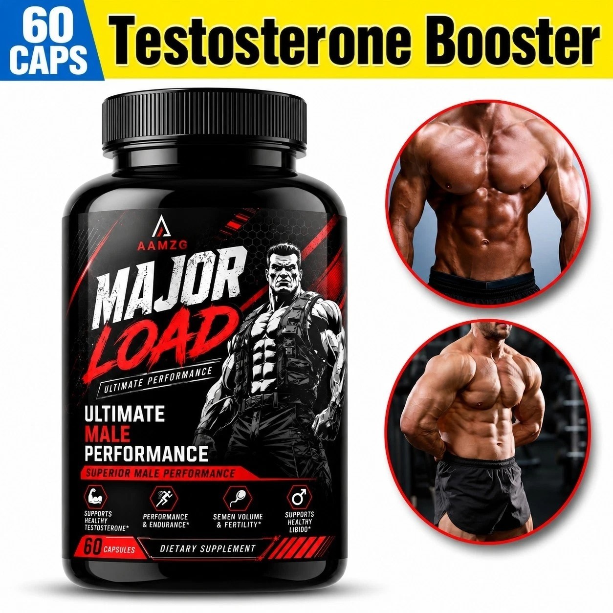 #1 Testosterone Booster Caps, T Boost 60 Capsules Male Enhancement
