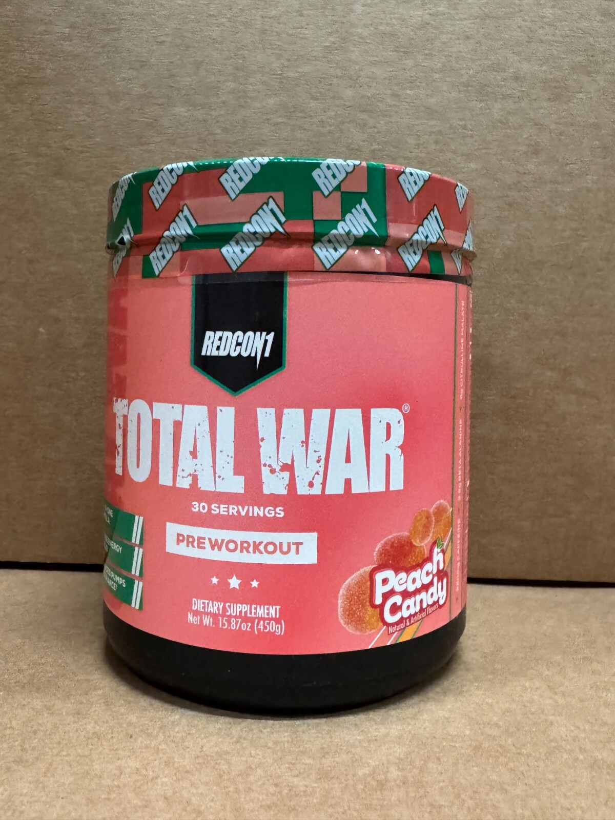REDCON1 TOTAL WAR Pre Workout 30 Serv Peach Candy Free Ship 2027 EXP SALE