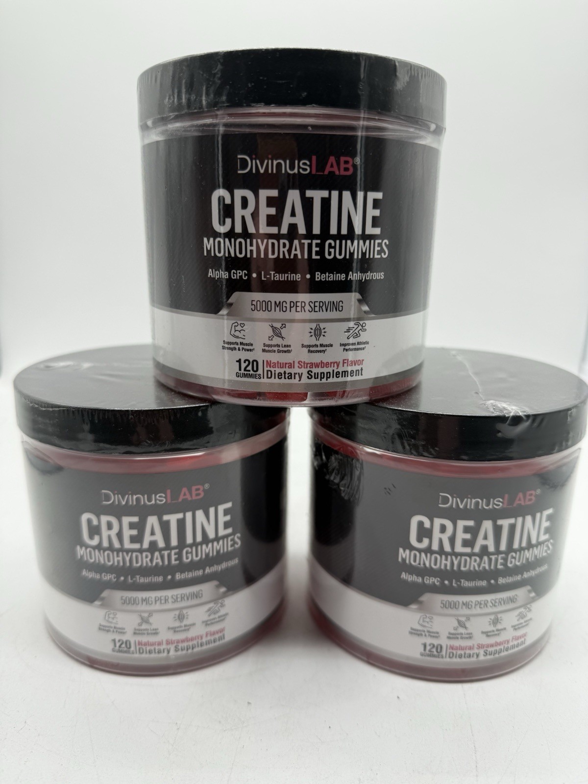 Creatine Monohydrate Gummies 5g Pre Workout For Building Muscle 3 Pack – 120ct