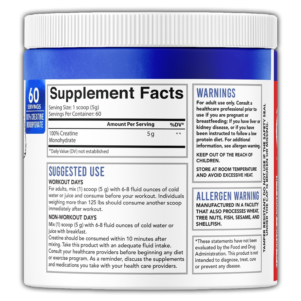 Angry Supplements Creatine Monohydrate 100% Premium Grow Repair 300g 60 Serv 6PK