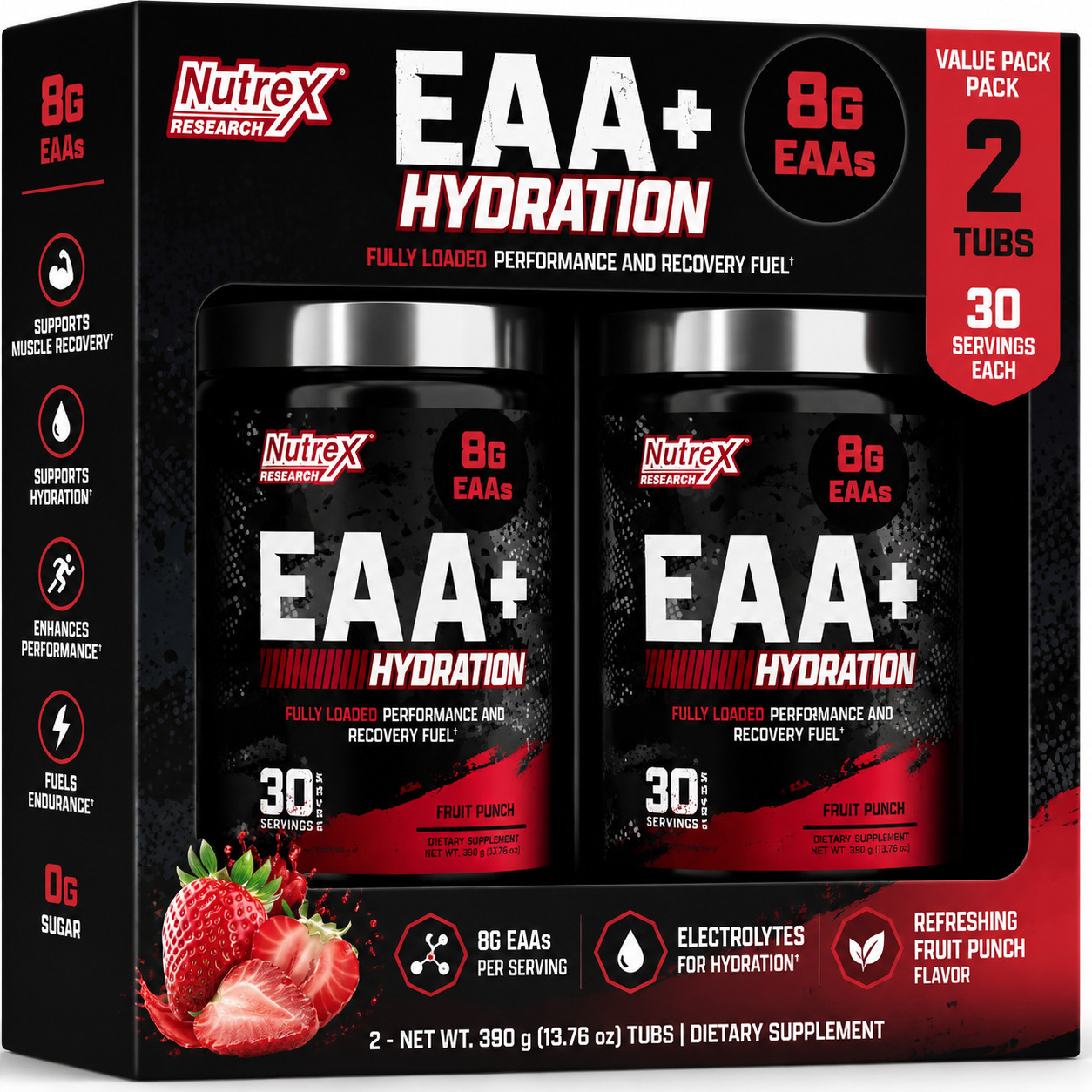 Nutrex Research EAA+ Hydration Fruit Punch 30 Servings Pack of 2