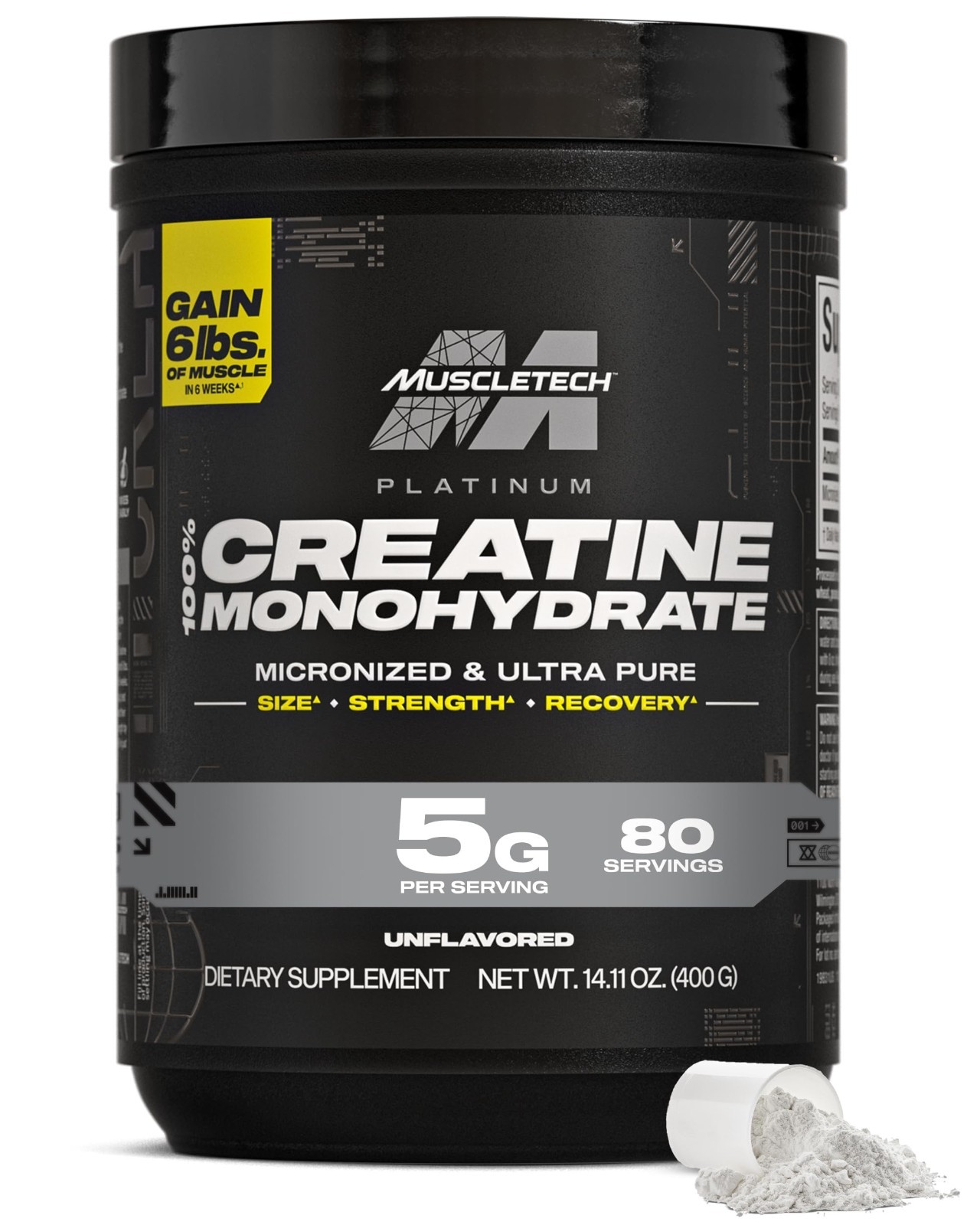 Unflavored Micronized Creatine Monohydrate Powder – 80 Servings for Muscle Growt