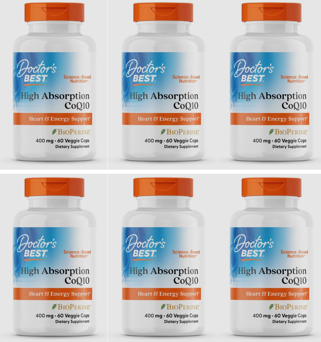 6X Doctor’s BEST High Absorption CoQ10, USP Verified, 400 mg-60 Caps EXP 07/2026