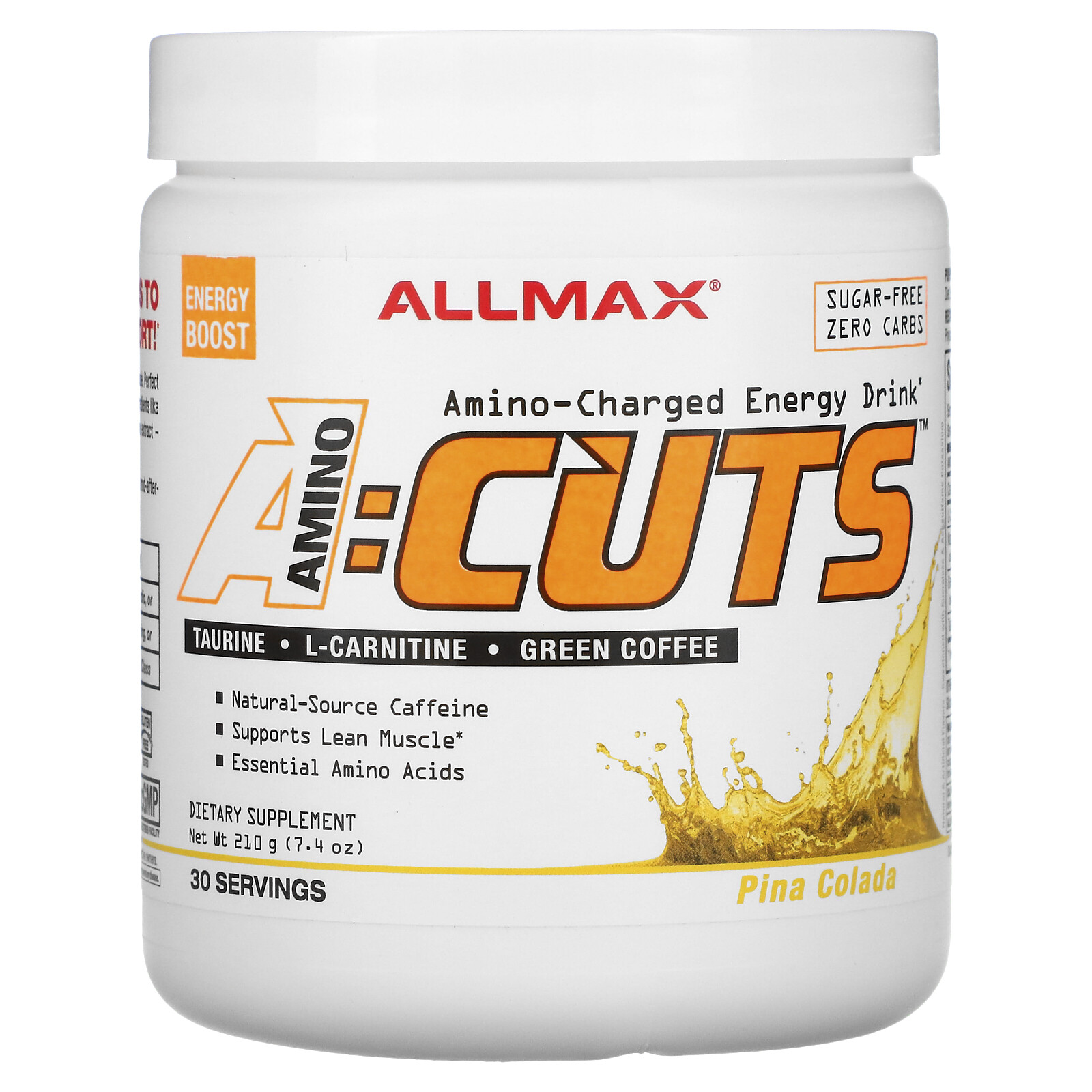 ACUTS, Amino-Charged Energy Drink, Pina Colada, 7.4 oz (210 g)