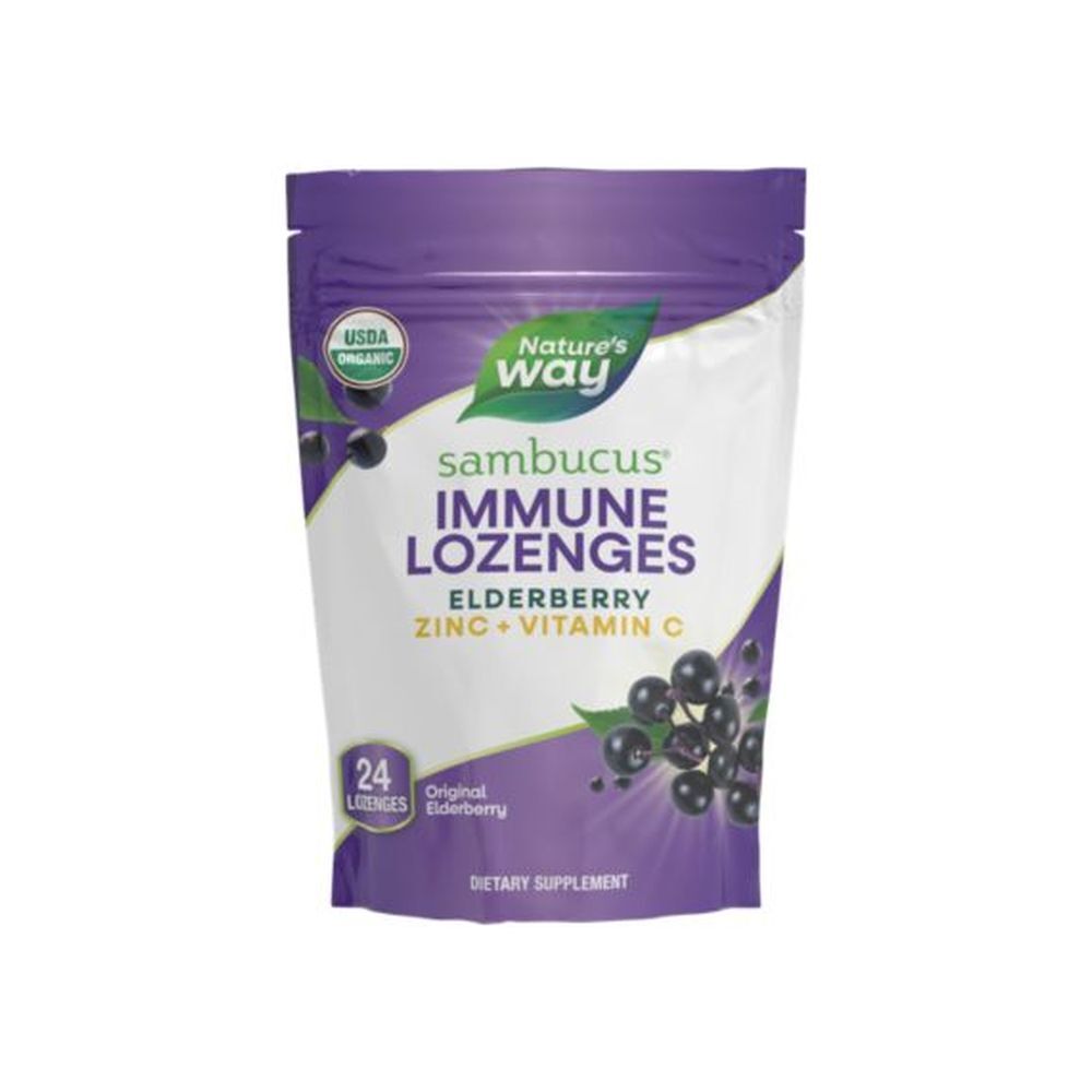 Organic Sambucus Zinc Lozenges – Original Elderberry (24 Lozenges)