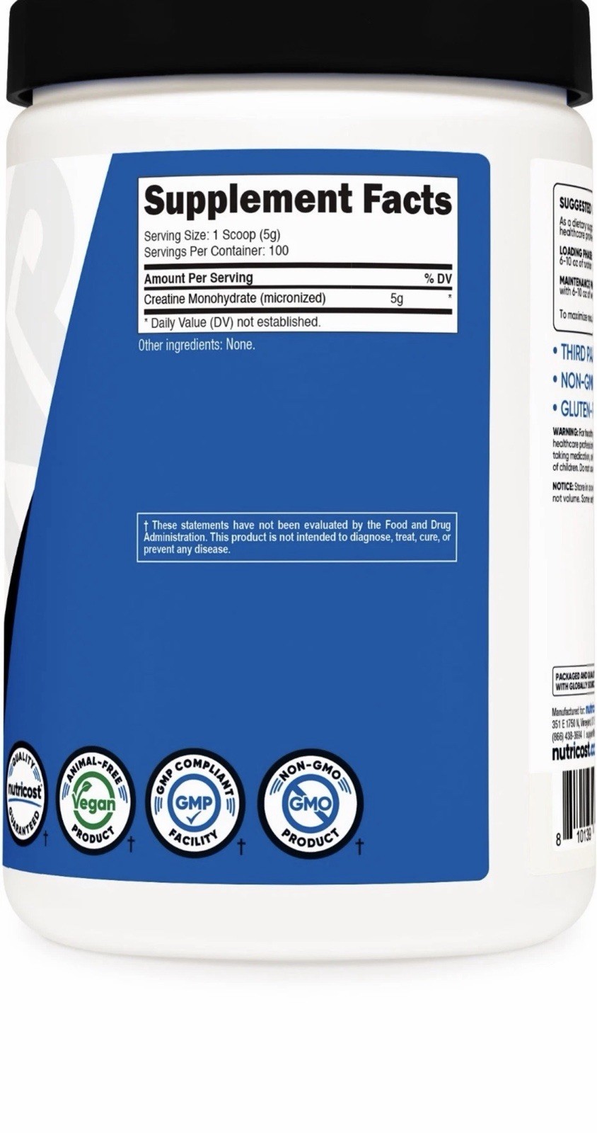 Nutricost Pure Creatine Monohydrate 500 Gram Powder EXP 10/28 FREE FAST SHIPPING