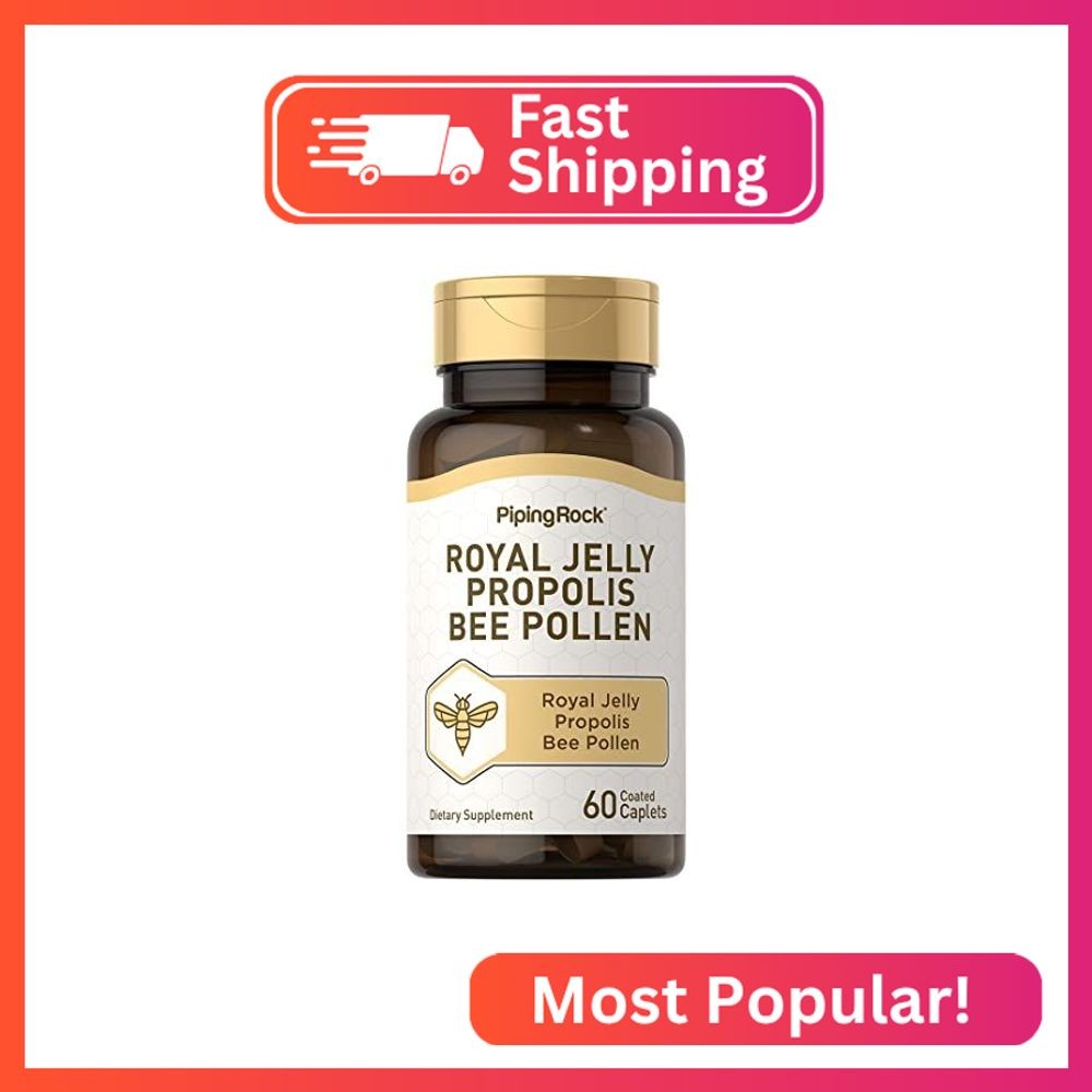 Piping Rock Royal Jelly Propolis Bee Pollen | 60 Caplets | Vegetarian, Non-GMO,