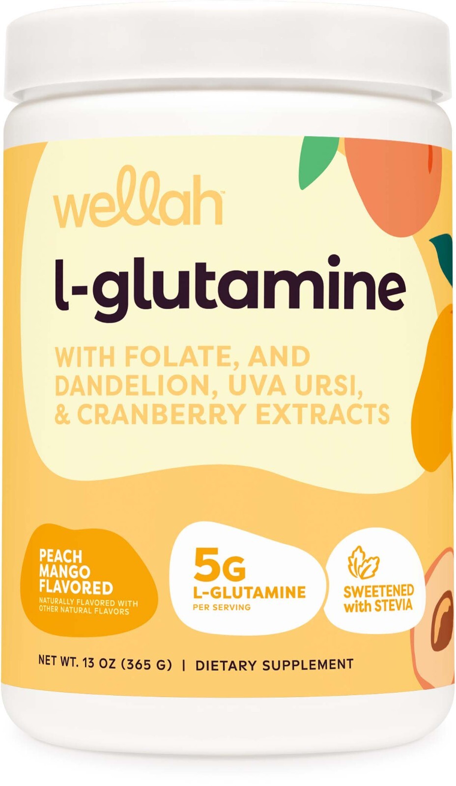 Wellah L-Glutamine Peach Mango (50 Servings) – 5g L-Glutamine Per Serving, Sweet