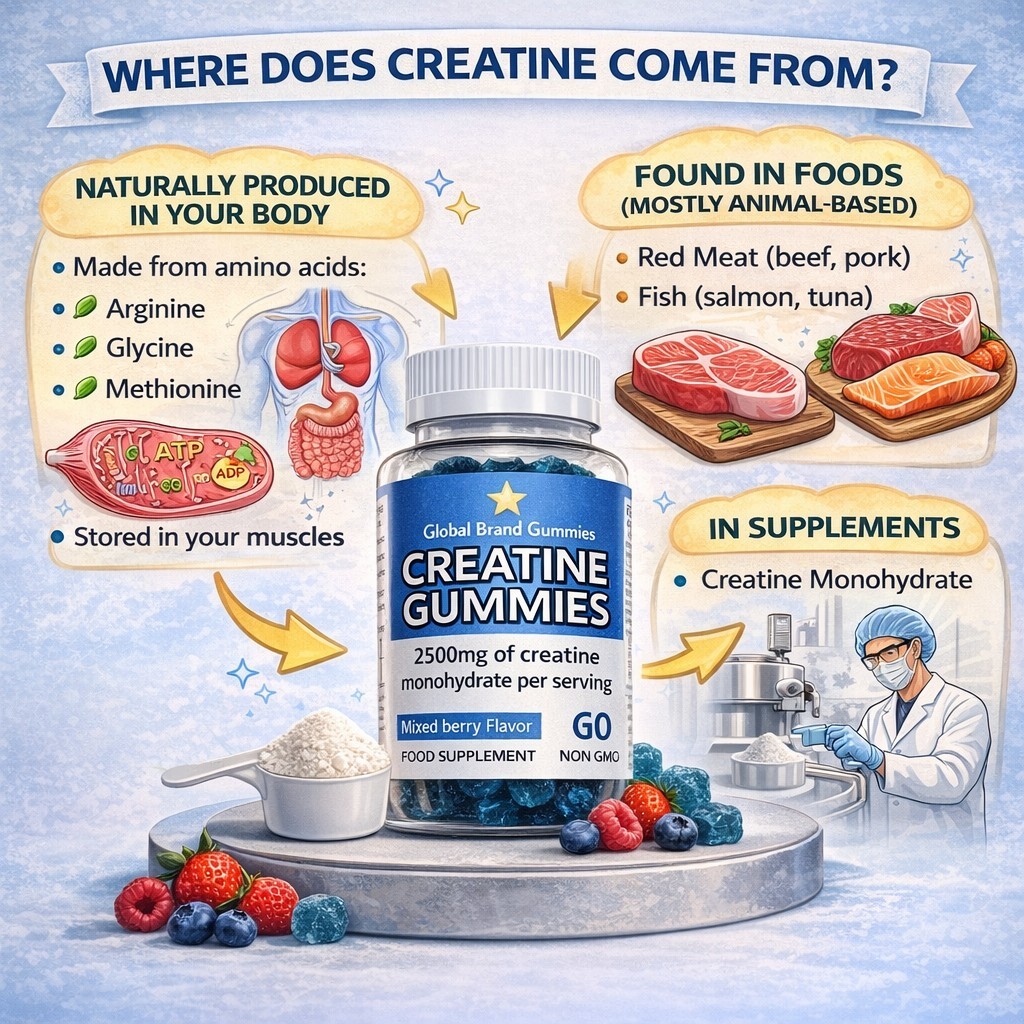 Creatine Monohydrate Gummies 3 Pack Lot 180 Count 2500mg Muscle Growth Strength