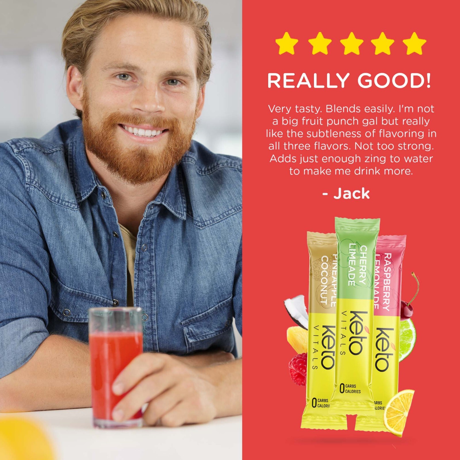 Keto Vitals Tropical Electrolyte Powder Stick Packs Tropical Assorted 30CT