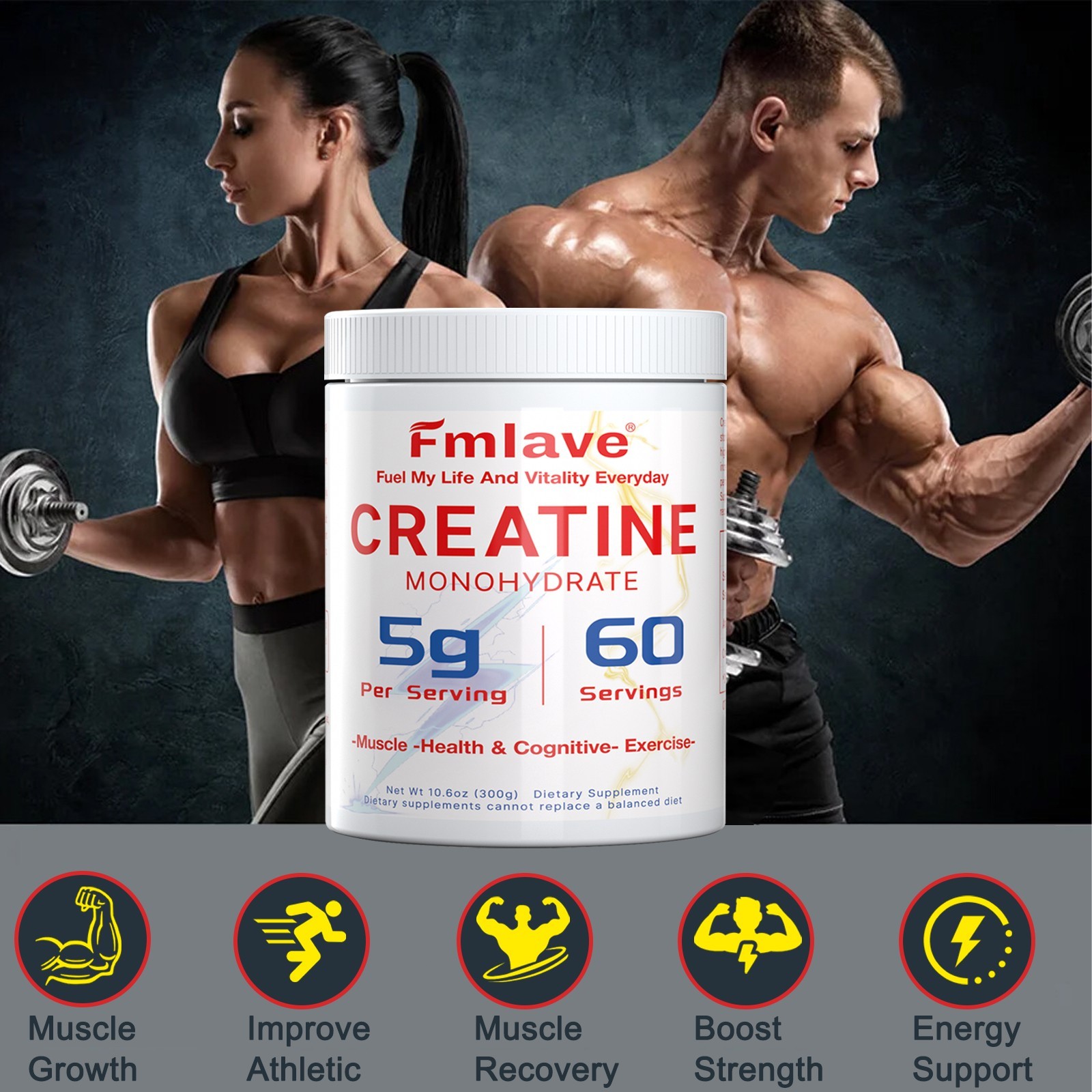 Fmlave Monohydrate Powder Micronized Unflavored 60 Servings 300 Grams Free Ship
