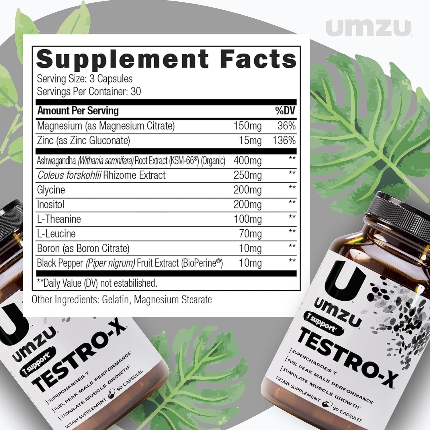 Testro-X Natural Testosterone Booster Men Ashwagandha Zinc Energy Muscle 90 Caps