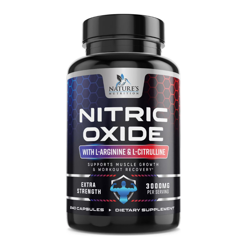 Nitric Oxide Booster 3000mg L-Arginine 3X Extra Strength Capsules