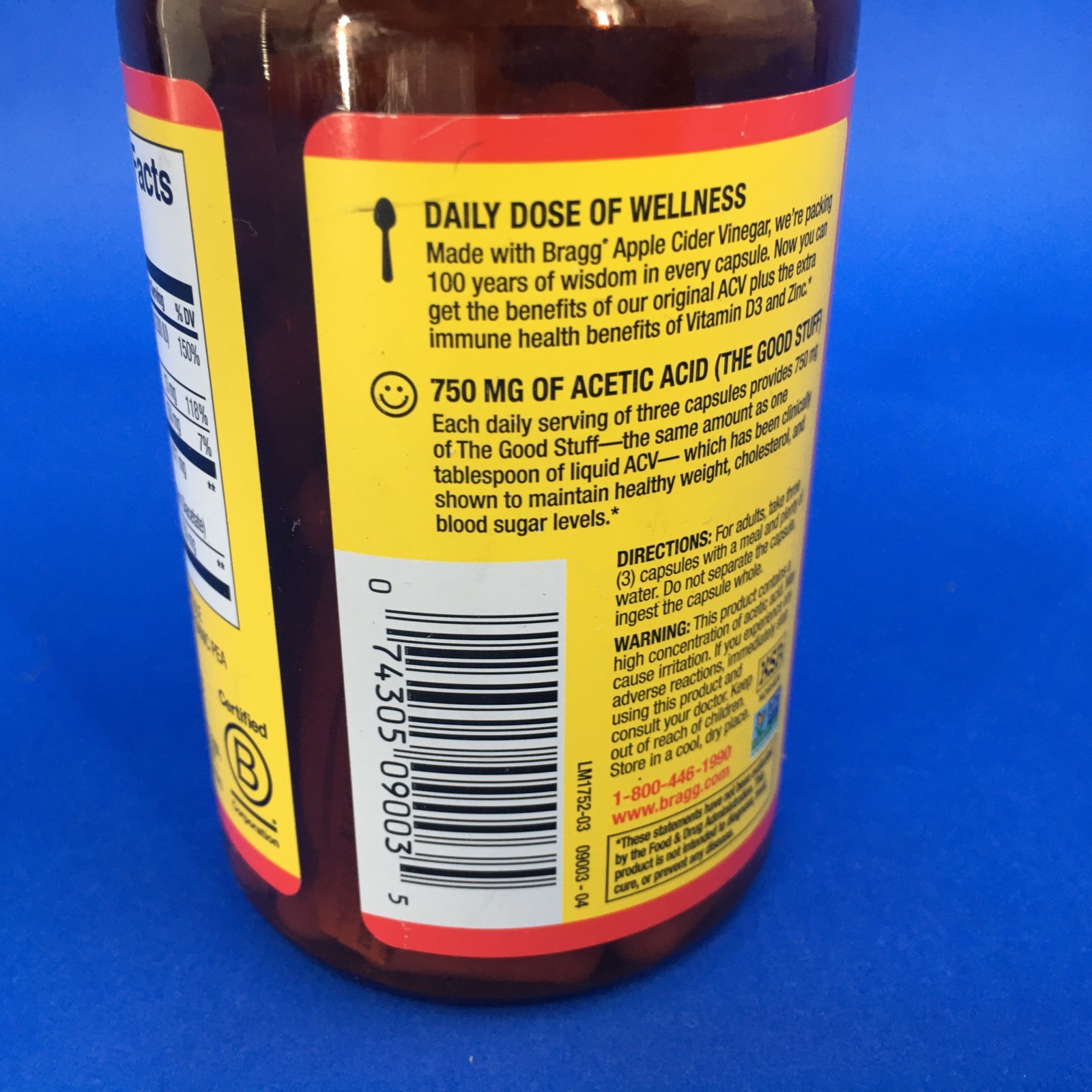 Bragg Organic Raw Apple Cider Vinegar 90 Capsules