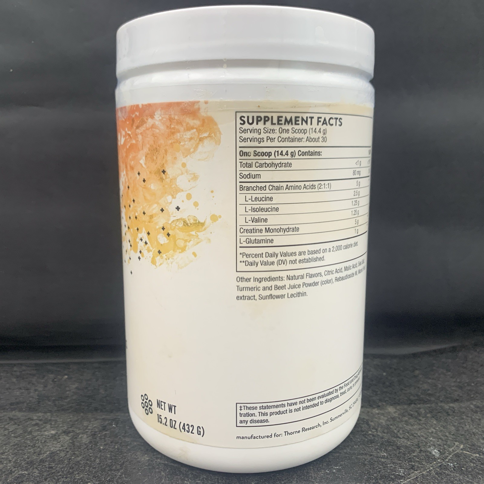 Thorne Creatine Powder Micronized -Peach Mango-60 Servings EXP 08/2027