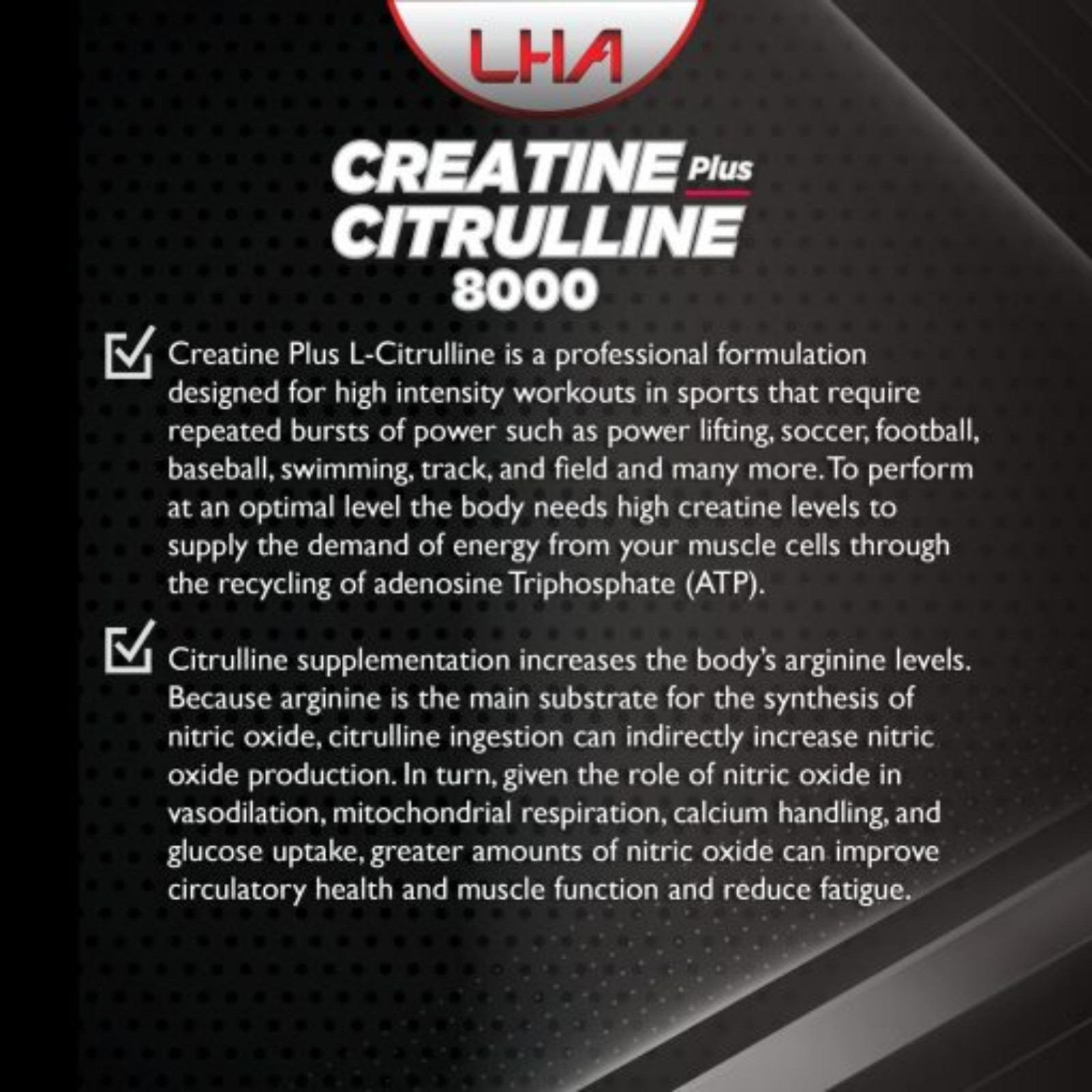 LHA Unflavored Creatine Citrulline – 400g Workout Support Formula (2-Pack)