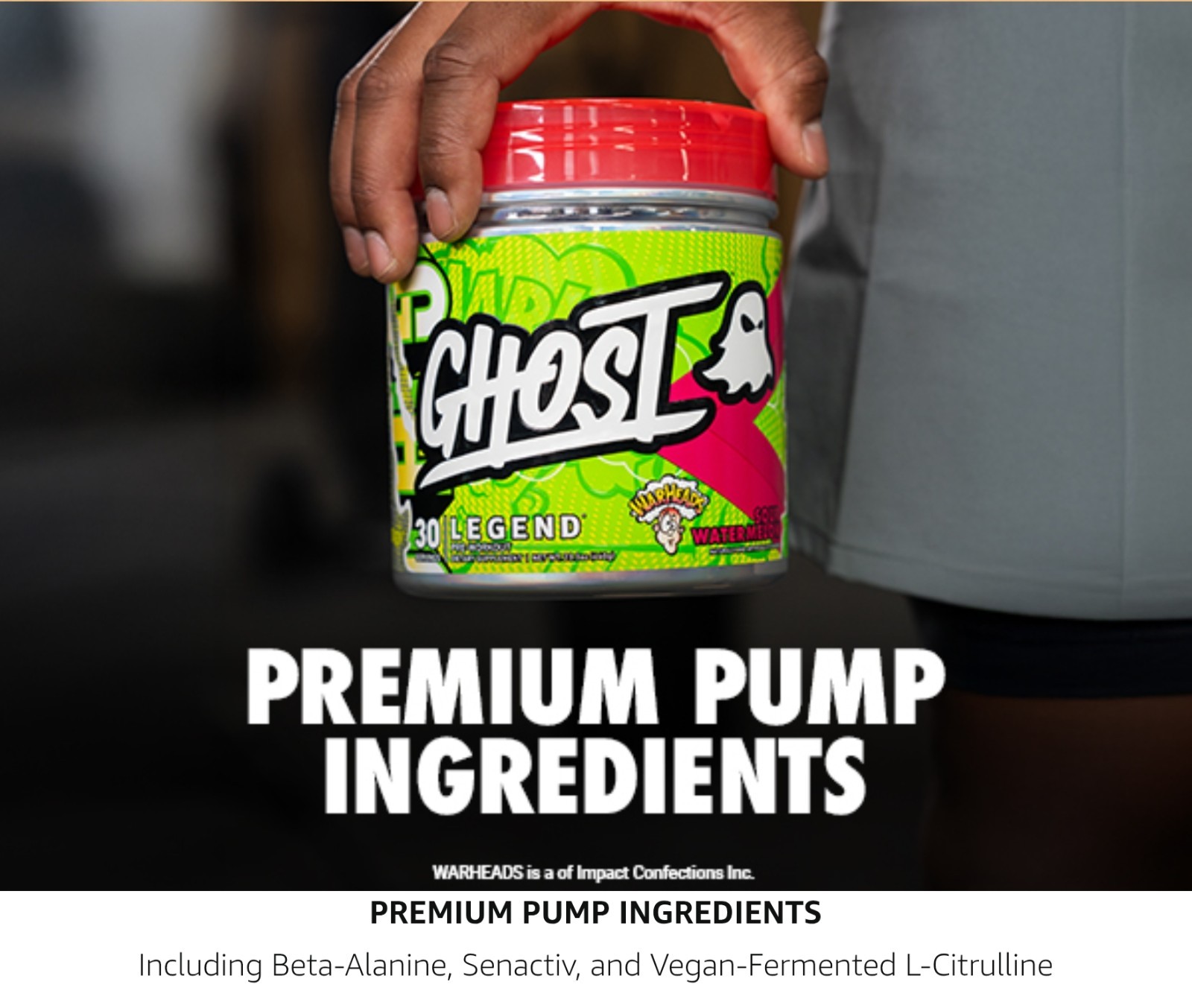 Ghost LEGEND PRE 1.6lb Size (30 Serv) Warheads Sour Watermelon BEST BY 12/26