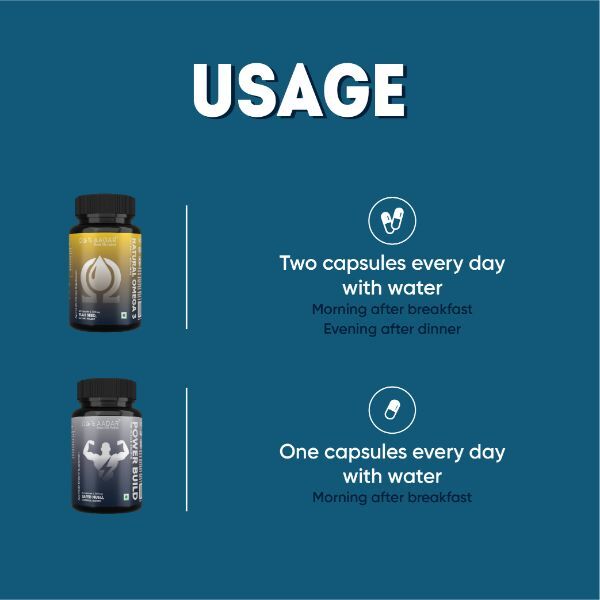 Power Build & Natural Omega 3 Fitness Combo Pack (60 Cap X 2) Shatavari Flaxseed