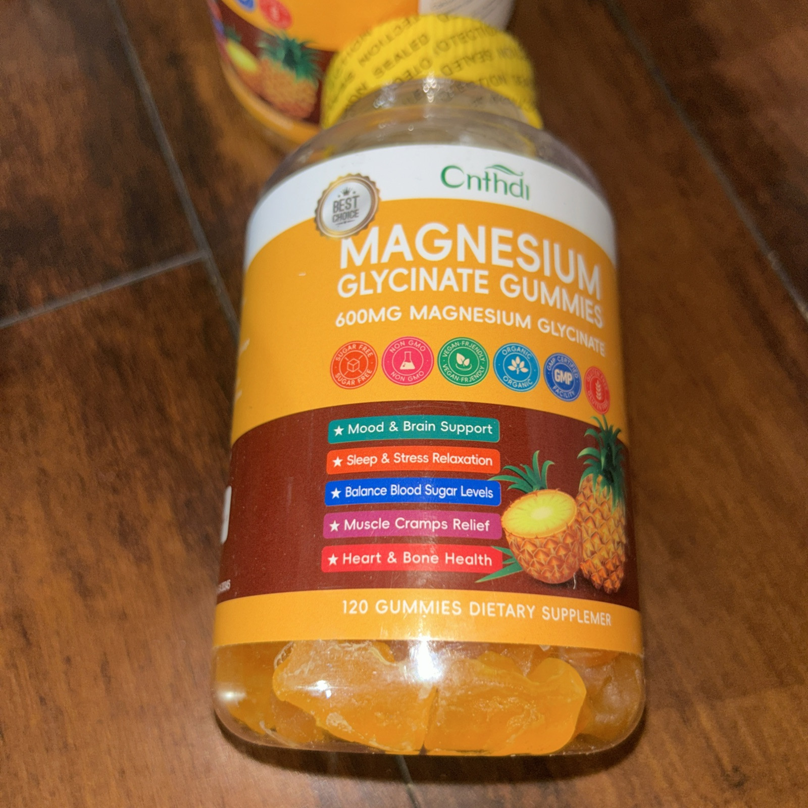Magnesium Glycinate Gummies Orange 120 Gummies High Absorption, Diet Sup 600mg