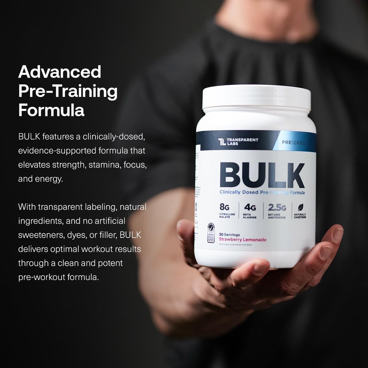 Bulk Pre Workout Powder – Naturally Sweetened Muscle Builder for Men & Women, Be
